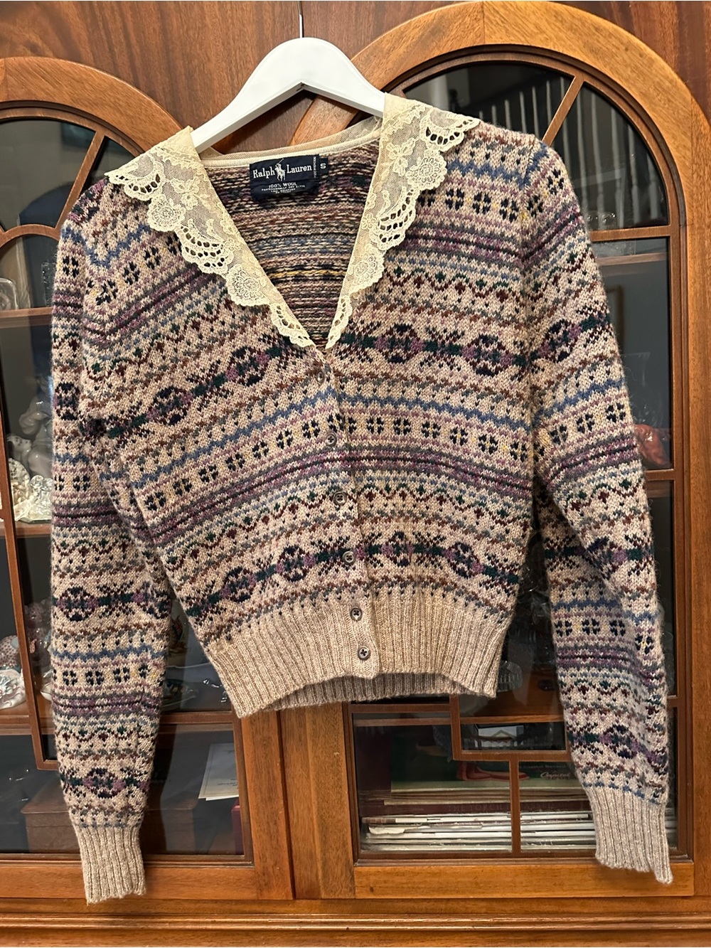 Vintage Ralph Lauren Lace Collar Fair Isle Sweater - Picture 2 of 12